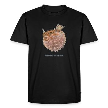 Happy puffer fish - Men's Premium Organic T-Shirt - black - Front - Nico (187cm)