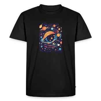 Oeil, Galaxie, Espace, Planètes, Étoiles, Interstellaire - T-shirt Premium bio Homme - noir - Devant - Nico (187cm)