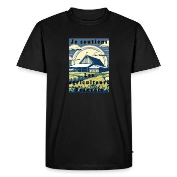 Soutien aux agriculteurs #8 - T-shirt Premium bio Homme - noir - Devant - Nico (187cm)
