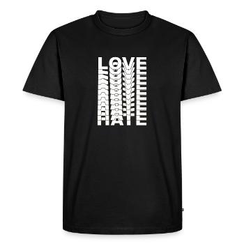 LOVE HATE - Men's Premium Organic T-Shirt - black - Front - Nico (187cm)