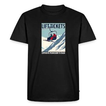 Billets de remontées mécaniques – ski et plaisir sur les pistes - T-shirt Premium bio Homme - noir - Devant - Nico (187cm)