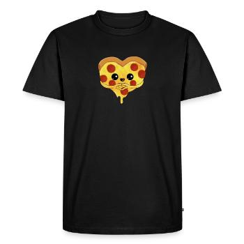 Coeur de pizza - jour cadeau doux enfant amour de - T-shirt Premium bio Homme - noir - Devant - Nico (187cm)