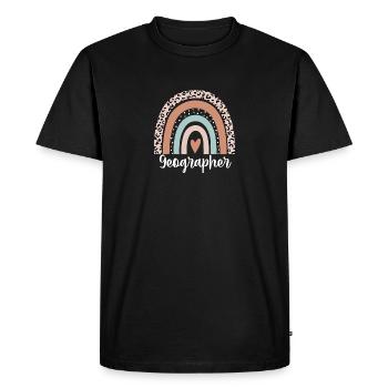 Geographer Rainbow Leopard Funny Geographer - Men's Premium Organic T-Shirt - black - Front - Nico (187cm)