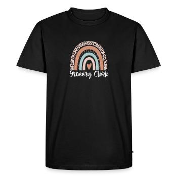Grocery Clerk Rainbow Leopard Funny Grocery Clerk - Men's Premium Organic T-Shirt - black - Front - Nico (187cm)