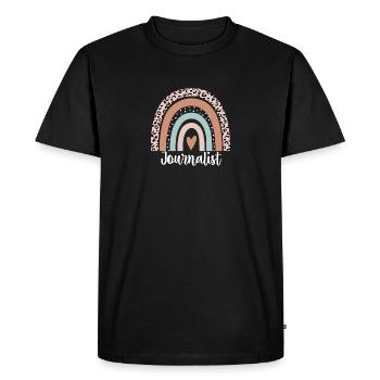 Journalist Rainbow Leopard Funny Journalist - Men's Premium Organic T-Shirt - black - Front - Nico (187cm)