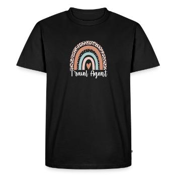 agence de voyage travel agent de voyage Rainbow Leopard F - T-shirt Premium bio Homme - noir - Devant - Nico (187cm)