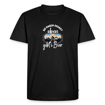 Sie haben gesagt, oben gibts Bier Wandern Berge - Männer Premium Bio T-Shirt - Schwarz - Vorne - Nico (187cm)