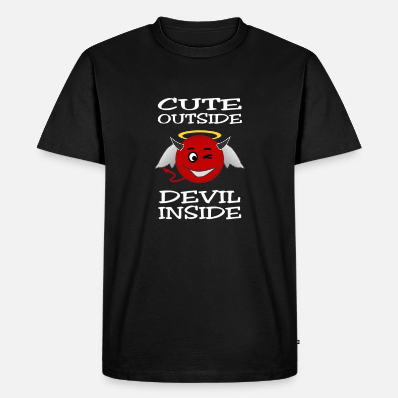 Cute Outside - Devil Inside - Männer Premium Bio T-Shirt - Schwarz