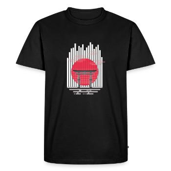 Torii (stripes) 02 - Men's Premium Organic T-Shirt - black - Front - Nico (187cm)