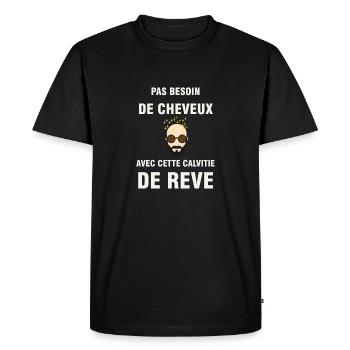 Calvitie de rêve humour chauve - T-shirt Premium bio Homme - noir - Devant - Nico (187cm)