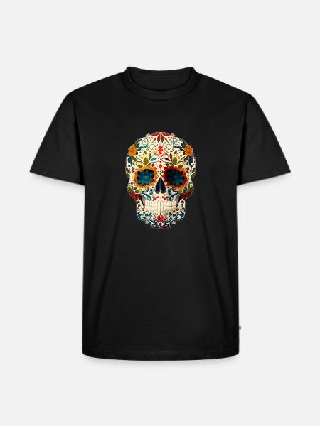 Schädel | Zucker-Schädel Schädel | Kunst - Männer Premium Bio T-Shirt - Schwarz