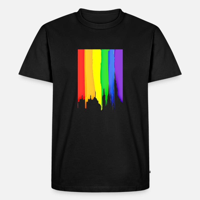 RAINBOW DRIP LGBTQ+ PRIDE - Männer Premium Bio T-Shirt - Schwarz