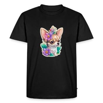 Chihuahua au pastel avec des fleurs - T-shirt Premium bio Homme - noir - Devant - Nico (187cm)