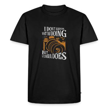 But My Camera Does Lens Photography - Men's Premium Organic T-Shirt - black - Front - Nico (187cm)