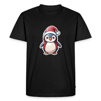 pingouin bonnet de noel - T-shirt Premium bio Homme - noir - Devant - Nico (187cm)