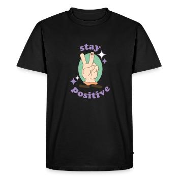 stay positive - Men's Premium Organic T-Shirt - black - Front - Nico (187cm)