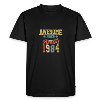 Janvier 1984 anniversaire Janvier 1984 cadeau 1984 - T-shirt Premium bio Homme - noir - Devant - Nico (187cm)