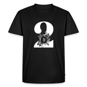 Number 2 Black Floral -2nd Floral Anniversary - Men's Premium Organic T-Shirt - black - Front - Nico (187cm)