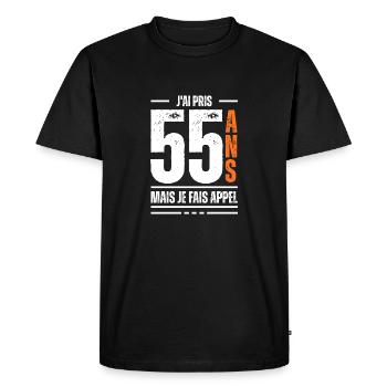 55 ans / t-shirt 55 ans / idée cadeau 55 ans - T-shirt Premium bio Homme - noir - Devant - Nico (187cm)
