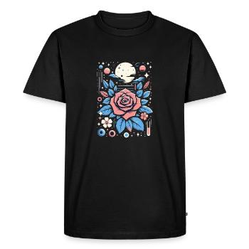 Rose Cosmique - T-shirt Premium bio Homme - noir - Devant - Nico (187cm)