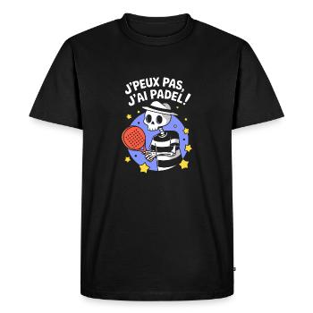 J' peux pas j'ai Padel ! - T-shirt Premium bio Homme - noir - Devant - Nico (187cm)