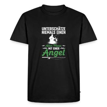 Angler Fischen Witz - Men's Premium Organic T-Shirt - black - Front - Nico (187cm)