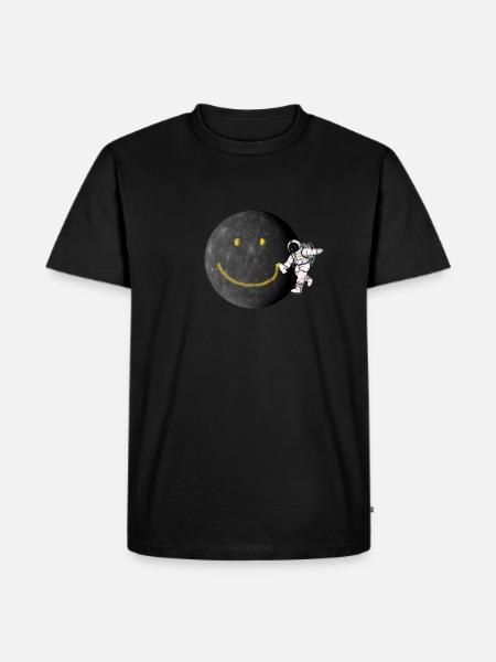 Astronaut lachender Mond, coole Bilder - Ekologisk premium-T-shirt herr - svart