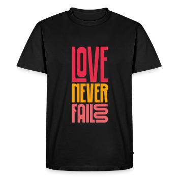 l'amour ne manque jamais - T-shirt Premium bio Homme - noir - Devant - Nico (187cm)