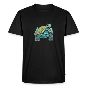 Psychedelic Double-Faced Turtle - Men's Premium Organic T-Shirt - black - Front - Nico (187cm)