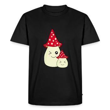 Kawaii Champignon Kawaii Stickers Vêtements Kawaii - T-shirt Premium bio Homme - noir - Devant - Nico (187cm)
