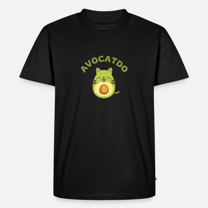 Avocado Katze - Avocatdo - Männer Premium Bio T-Shirt - Schwarz