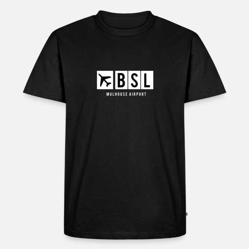 FLUGHAFENCODE BSL - Männer Premium Bio T-Shirt - Schwarz