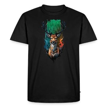 Mystical Deer Design: Enchanted Forest Inspiration - Men's Premium Organic T-Shirt - black - Front - Nico (187cm)