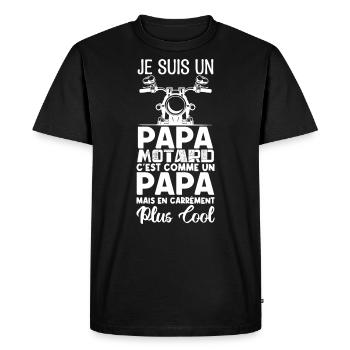 papa motard. Cadeau papa motard. père motard. - T-shirt Premium bio Homme - noir - Devant - Nico (187cm)