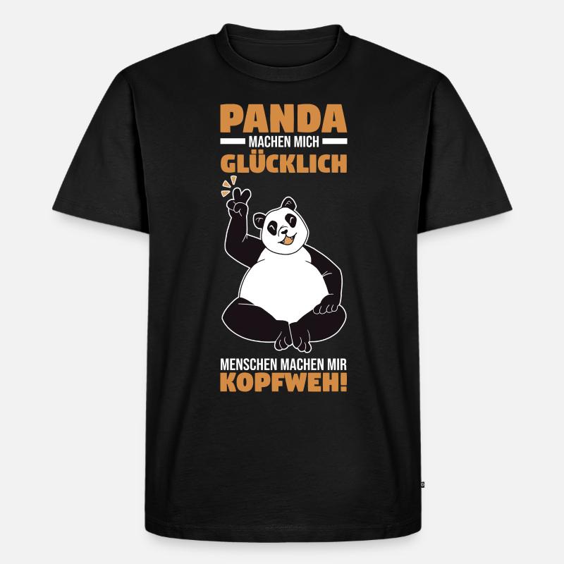 Panda - Männer Premium Bio T-Shirt - Schwarz