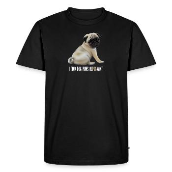Je trouve chien jeu de mots répugnant t-shirt avec chiot carlin - T-shirt Premium bio Homme - noir - Devant - Nico (187cm)