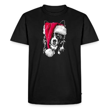Bonnet de Noël BORDER COLLIE Le cadeau de Wilsign - T-shirt Premium bio Homme - noir - Devant - Nico (187cm)