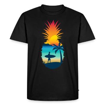 Pineapple Beach Surfer Summer Holiday Motif - Men's Premium Organic T-Shirt - black - Front - Nico (187cm)