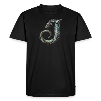 Lettre « J » en forme de dragon. - T-shirt Premium bio Homme - noir - Devant - Nico (187cm)