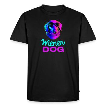 Chien viennois Synthwave Dog Gift Rétro - T-shirt Premium bio Homme - noir - Devant - Nico (187cm)