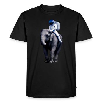Un astronaute à l’aventure à dos d’éléphant - T-shirt Premium bio Homme - noir - Devant - Nico (187cm)
