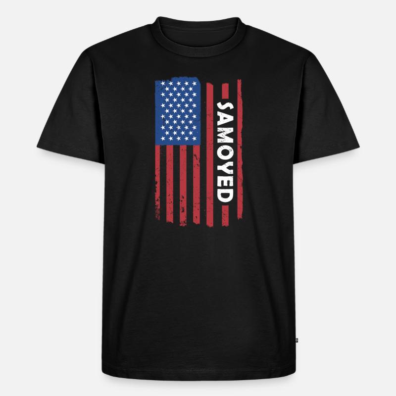 Samoyed Us Flag - Männer Premium Bio T-Shirt - Schwarz
