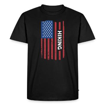 Hiker Us Drapeau Randonnée - T-shirt Premium bio Homme - noir - Devant - Nico (187cm)