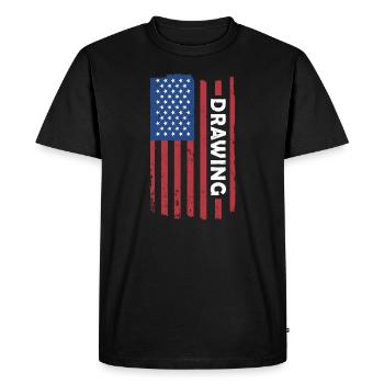 Drawer Us Flag Drawing - Men's Premium Organic T-Shirt - black - Front - Nico (187cm)