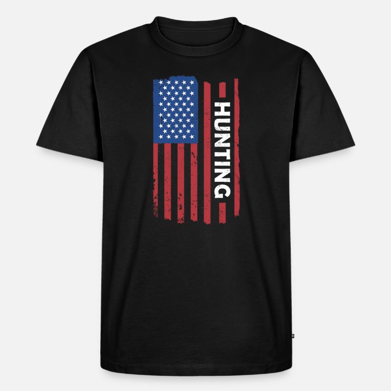 Hunter Us Flag Hunting - Männer Premium Bio T-Shirt - Schwarz