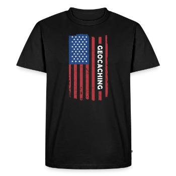 Geocacher Us Flag Geocaching - Men's Premium Organic T-Shirt - black - Front - Nico (187cm)