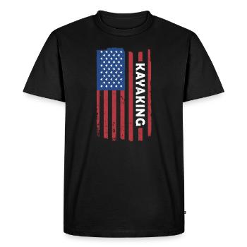 Kayakiste Drapeau Américain Kayak - T-shirt Premium bio Homme - noir - Devant - Nico (187cm)