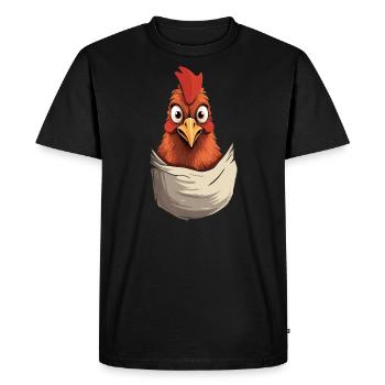 Chicken In Pocket - Men's Premium Organic T-Shirt - black - Front - Nico (187cm)