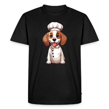 Cute Beagle Chef Comic Design - Men's Premium Organic T-Shirt - black - Front - Nico (187cm)