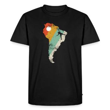 Argentina Retro Stripe Map - Men's Premium Organic T-Shirt - black - Front - Nico (187cm)